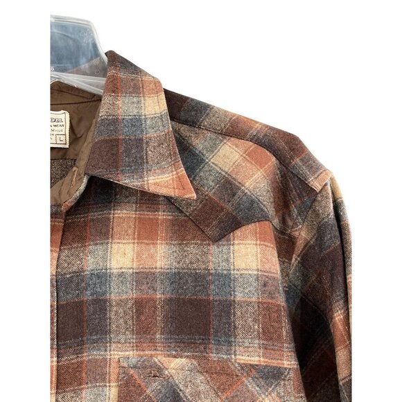 Pendleton Shirt Large Western Virgin Wool Tartan Pearl Snap High Grade USA - Picture 7 of 10